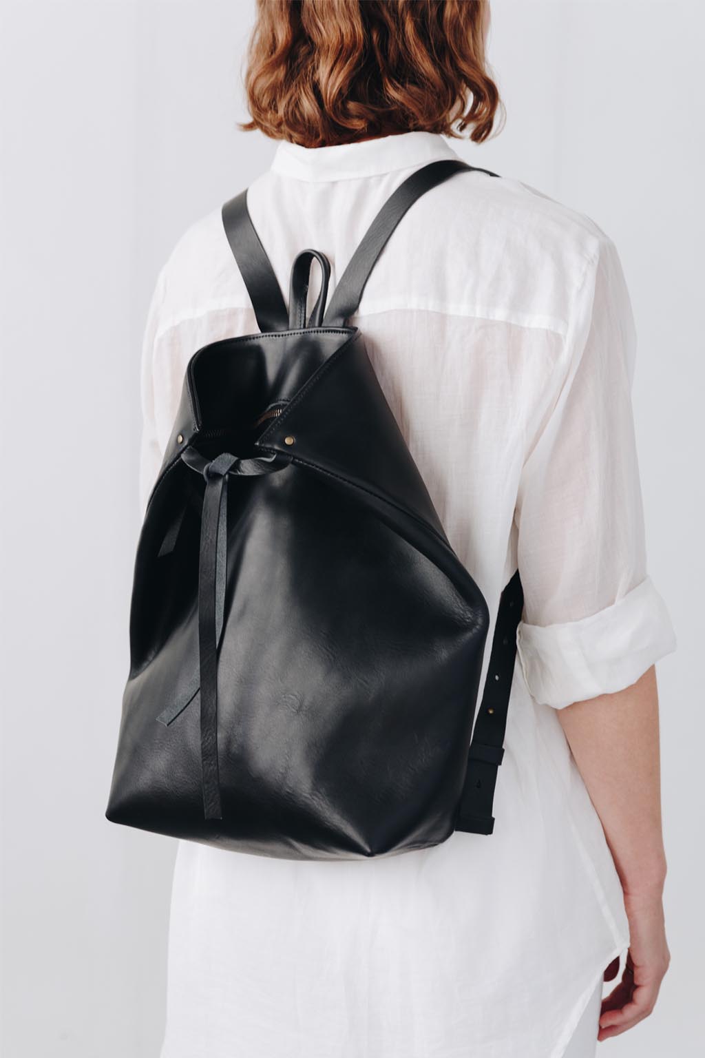 black leather fold backpack The Folded Backpack