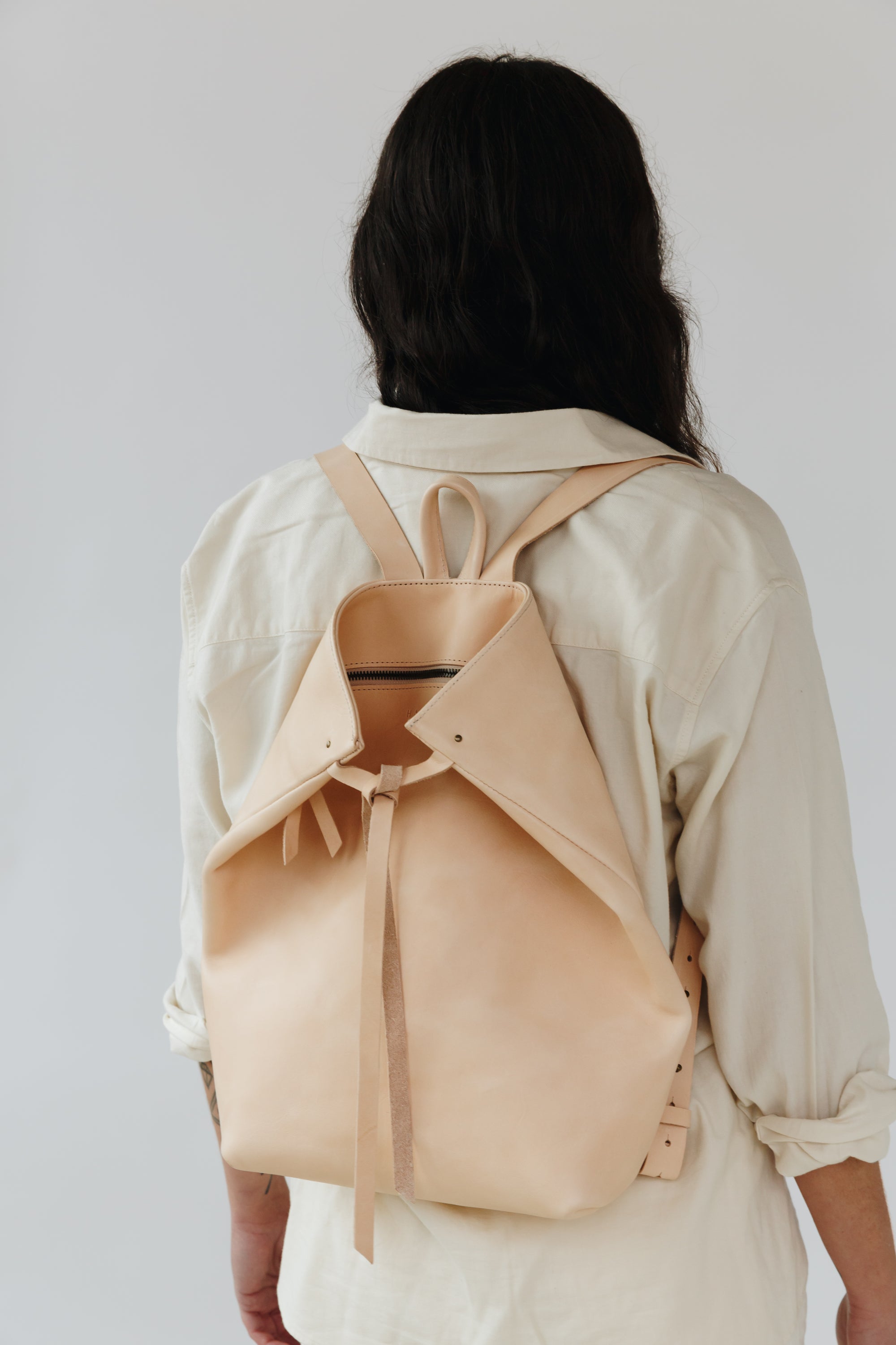 baggu backpack leather The Folded Backpack Walnut