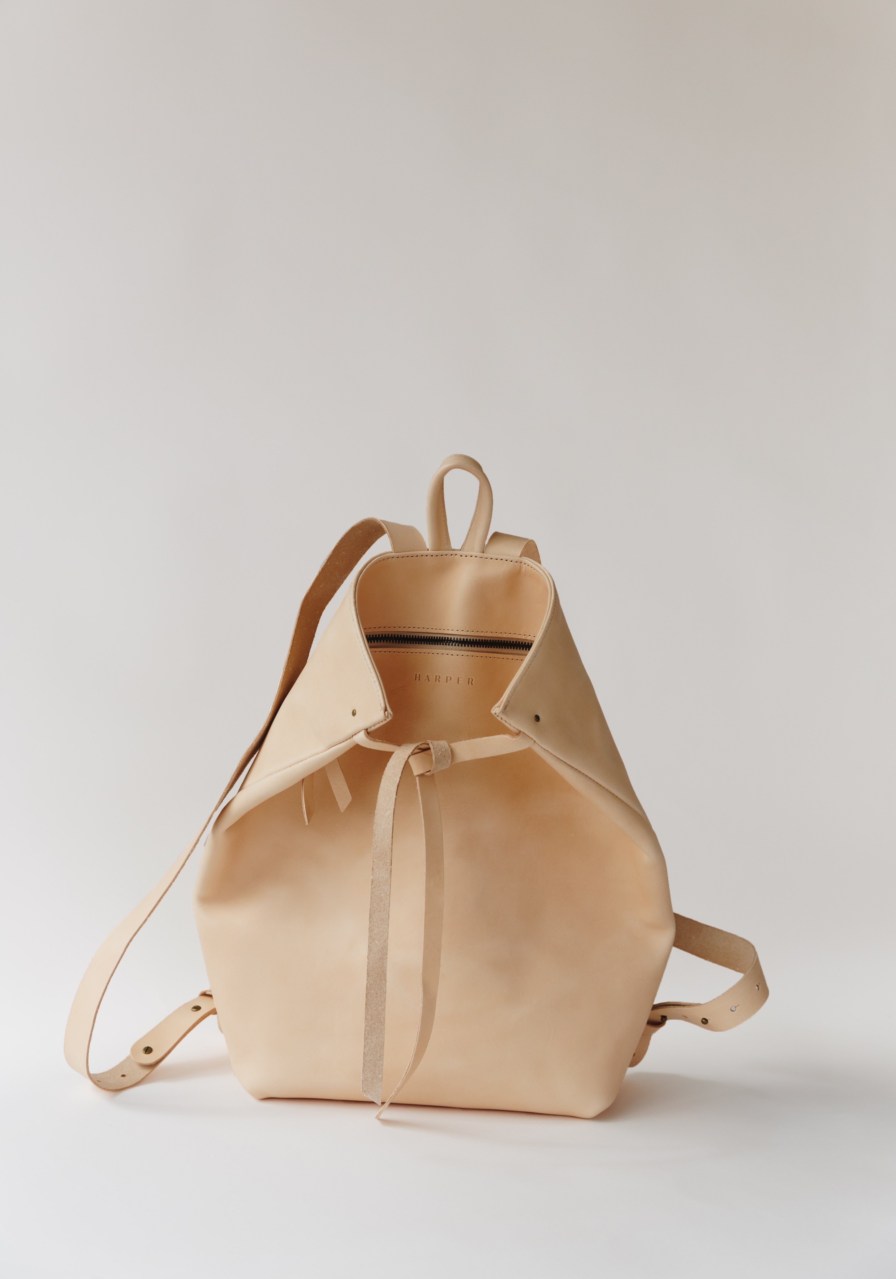 Stylish Real Leather Backpack | Folded Backpack by Harper the Label