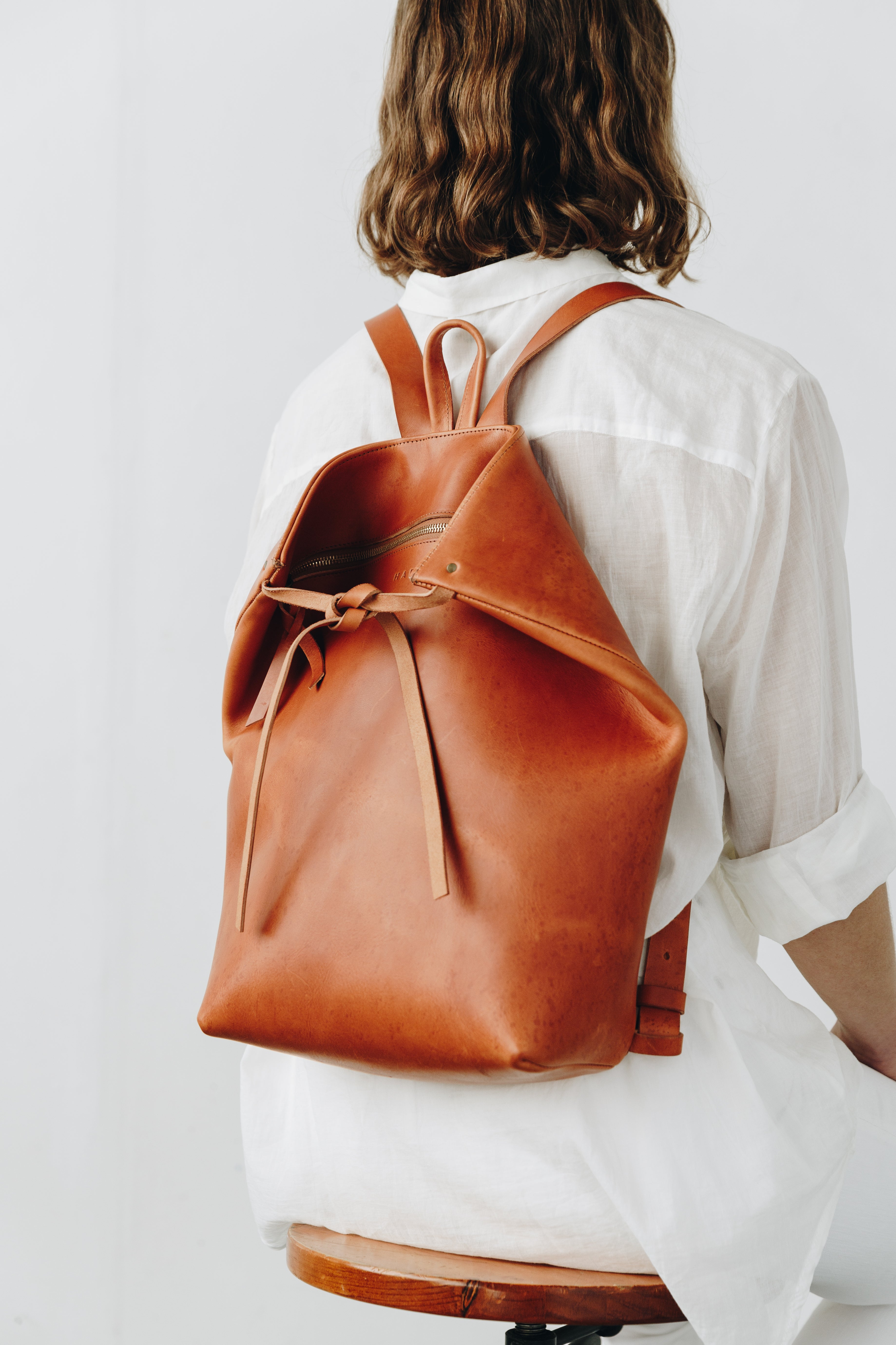 Stylish Real Leather Backpack | Folded Backpack by Harper the Label